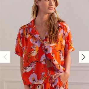 Anthropologie Vibrant Tiger Print Shirt Size Small